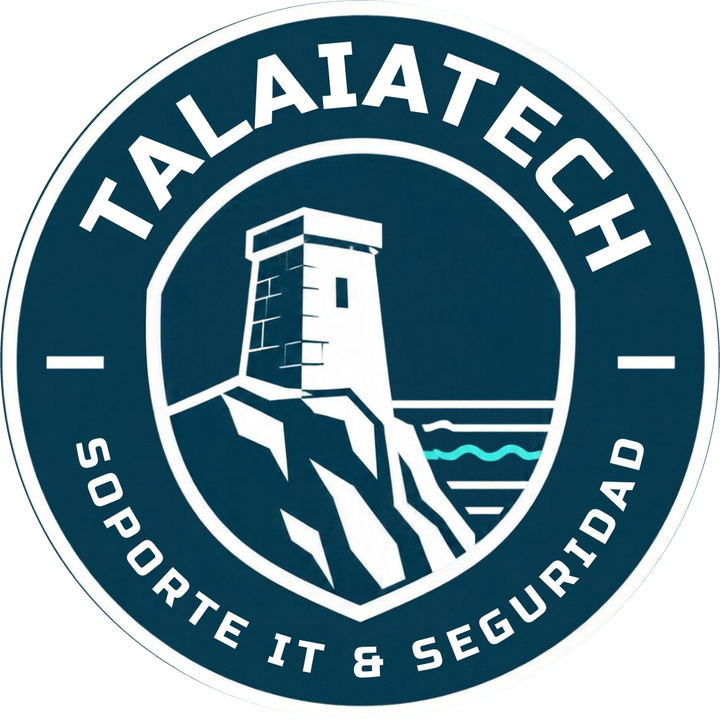 Logo de Talaiatech: torre de vigilancia sobre una roca junto al mar